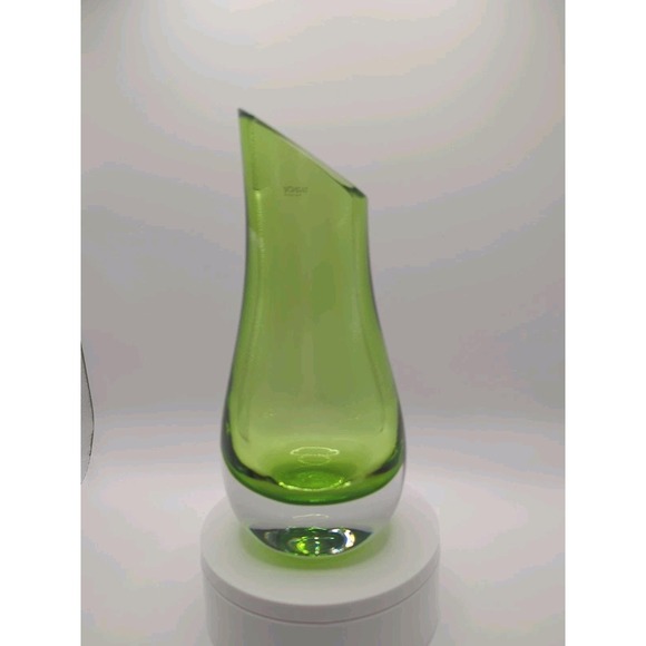 Tarnow Poland Other - Tarnow Poland Green Art Glass Vase‎ Mid Century Modern Murano Style 8"